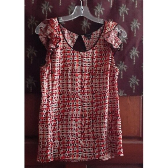 Ann Taylor Top Blouse Flutter Cap Sleeve Cutout Back Spring Summer Top 8 - Picture 4 of 16